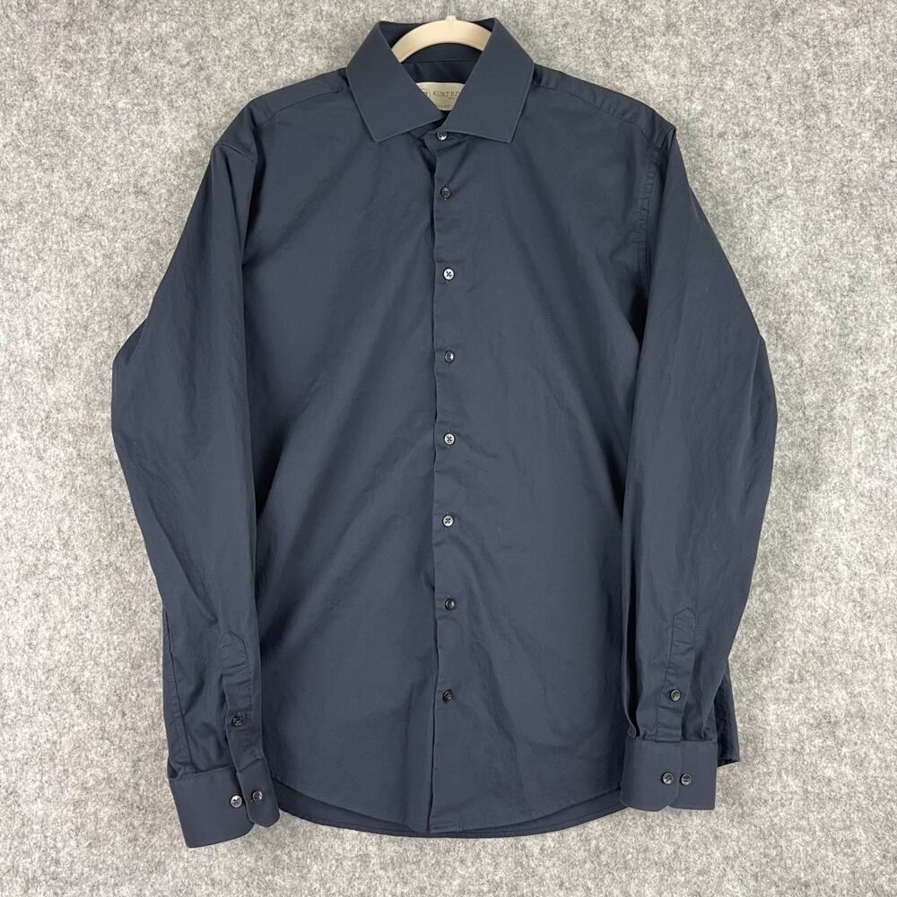 Kurt River Shirt Mens Large Blue Slim Fit Button Up Long Sleeve Classic Career